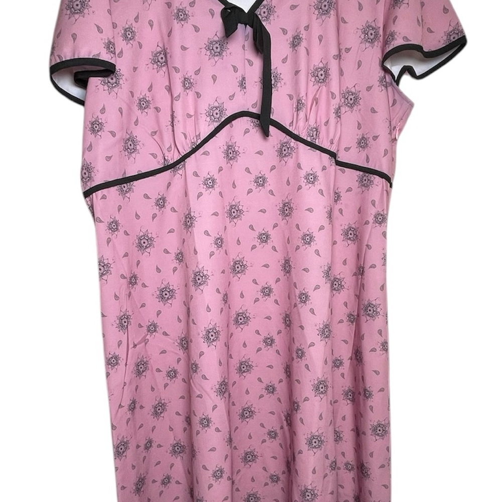 Vintage Inspired Pink and Black Floral Paisley Dress